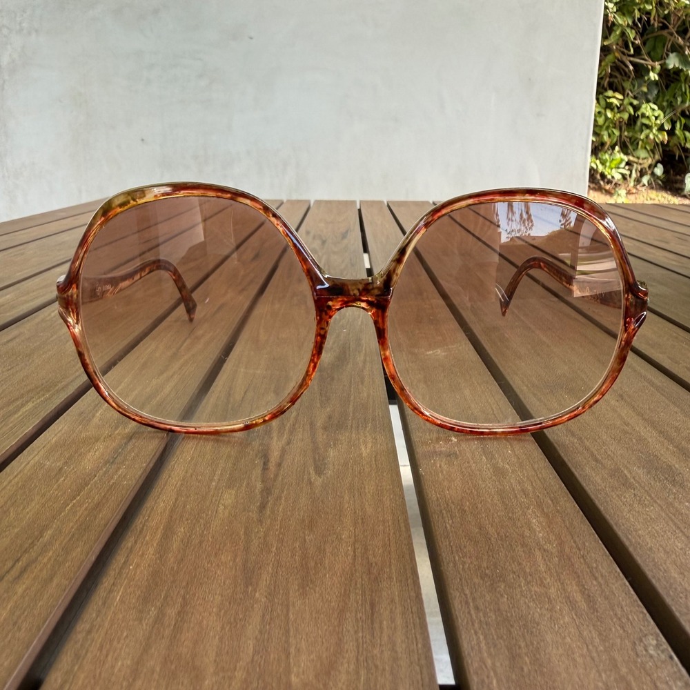 Vintage Italy Oversized Round Tortoiseshell Sunglasses Brown Gradient 301901